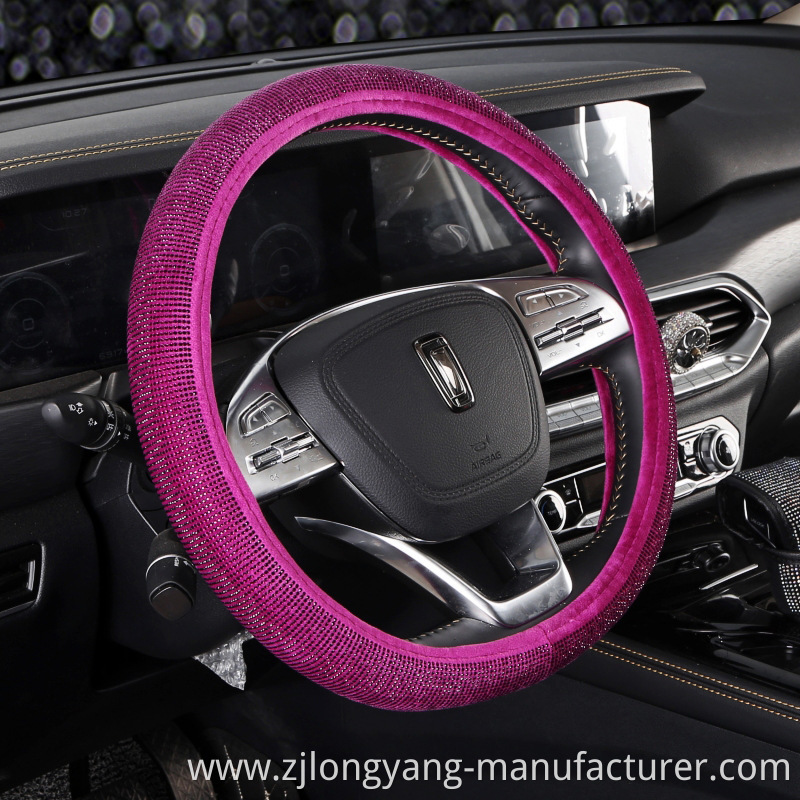 Bling Rhinestones Steering Wheel Cover with Crystal Diamond Sparkling Car SUV Breathable Anti-Slip Steering Wheel Protector